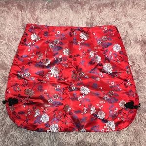 Red Satin Floral Mini Skirt ❤️